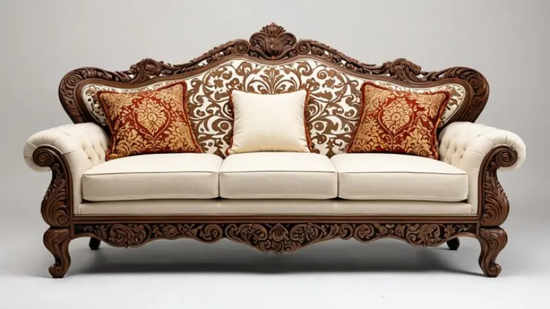Royal Heritage Hand Carved Wooden Sofa – 3 Seater