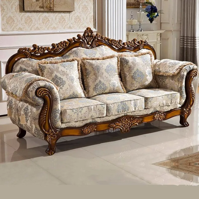 Royal Classic Carved Wooden Sofa – 3 Seater