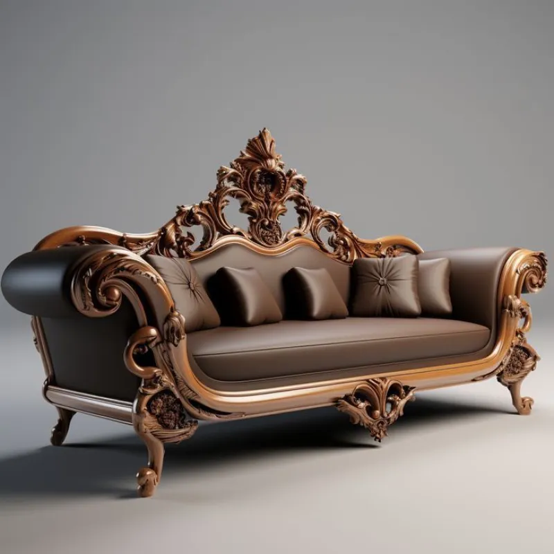 Royal Luxury Hand Carved Wooden Sofa – 3 Seater
