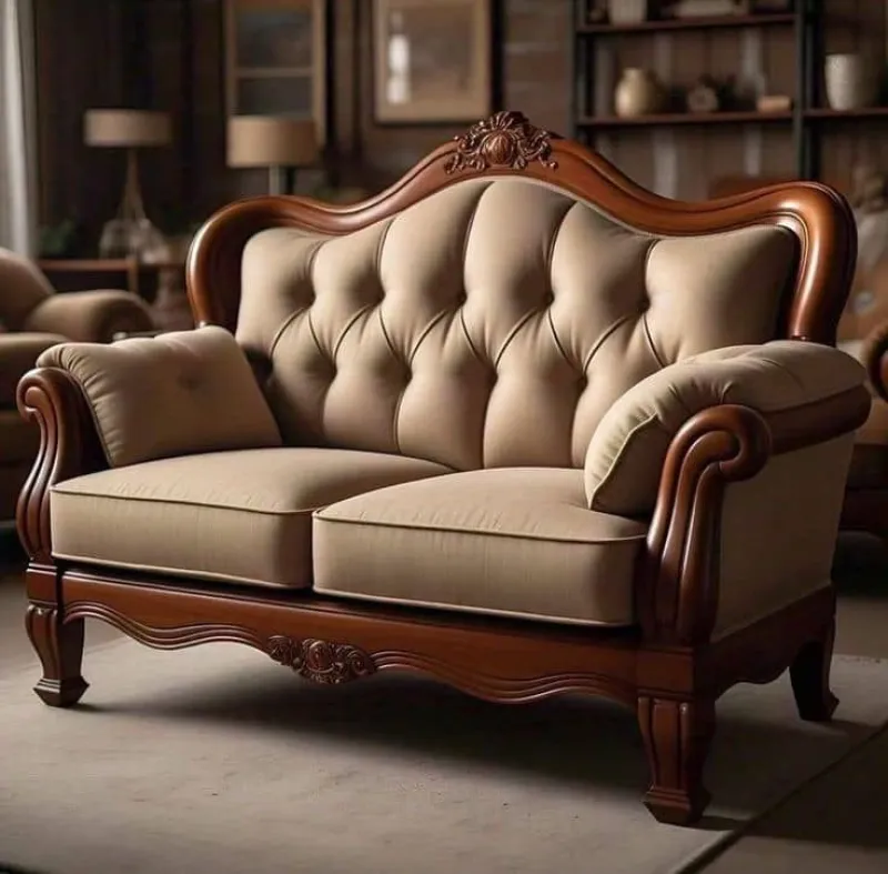 Classic Royal Wooden 2 Seater Sofa