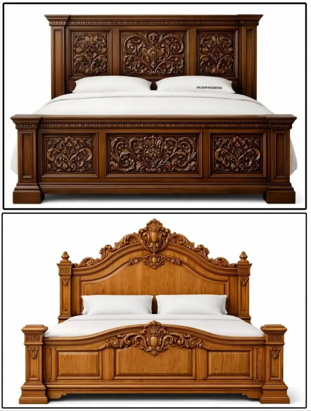 Royal Floral Carved Bed