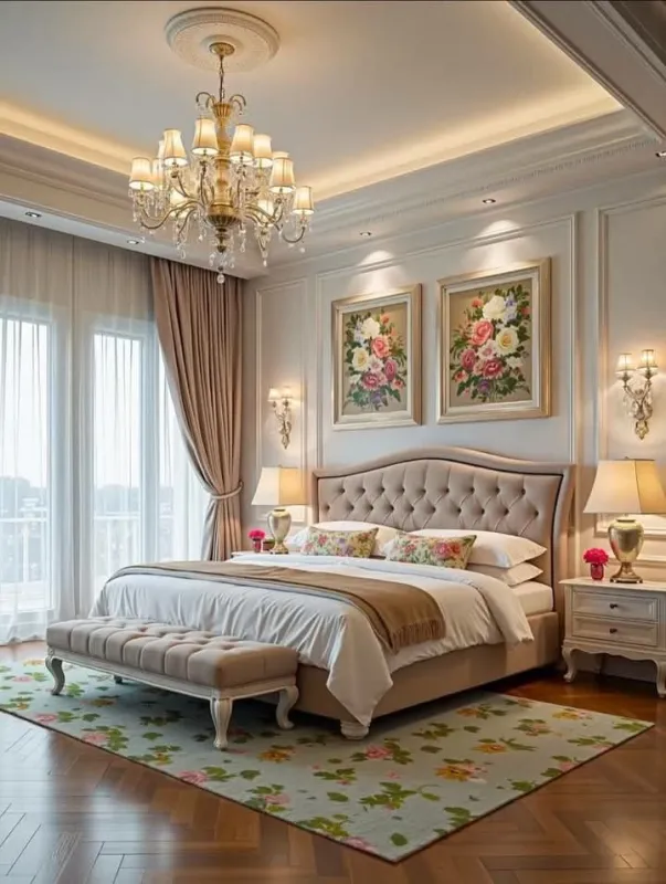 Royal Blossom Upholstered Bed