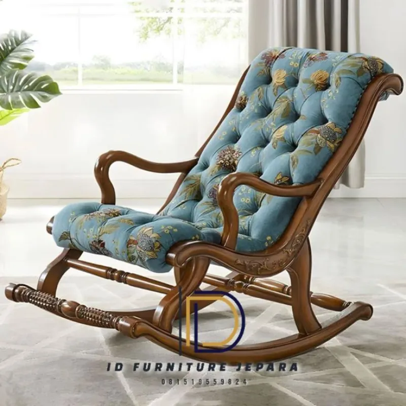 Luxury Floral Upholstered Rocking Chair