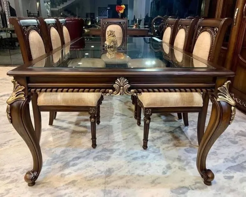 Royal Heritage Solid Wood 8 Seater Dining Table Set