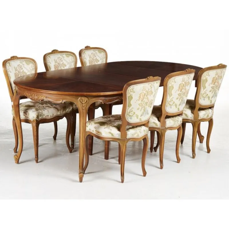Classic Oval Solid Wood 6 Seater Dining Table Set