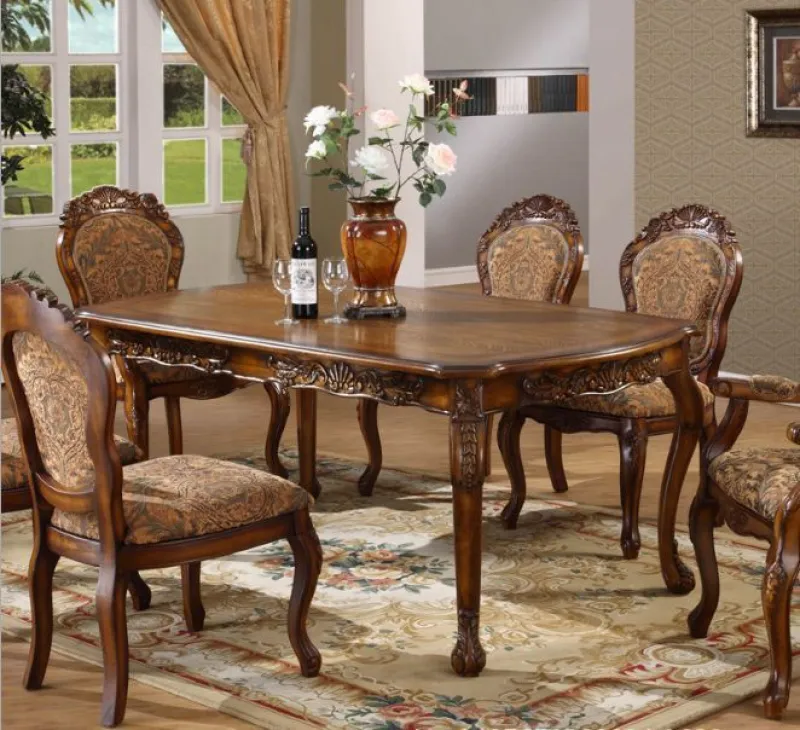 Royal Vintage Hand Carved 6 Seater Dining Table Set