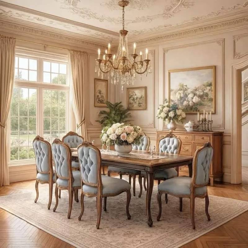 Royal French Classic 8 Seater Dining Table Set