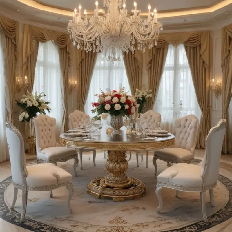 Royal Majesty Round 6 Seater Dining Table Set