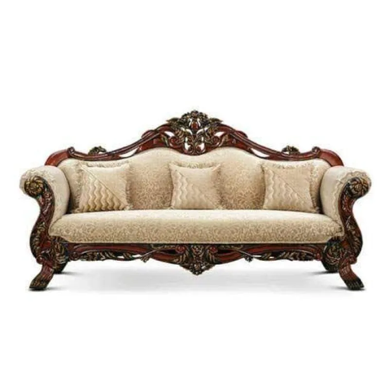 Royal Heritage Carved Wooden Sofa – 3 Seater